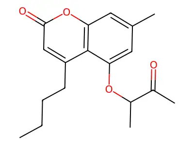 4-butyl-7-methyl-5-(1-methyl-2-oxopropoxy)-2H-chromen-2-one structure