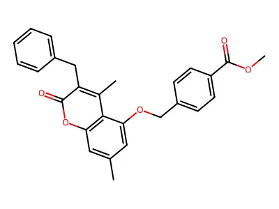 methyl 4-{[(3-benzyl-4,7-dimethyl-2-oxo-2H-chromen-5-yl)oxy]methyl}benzoate structure