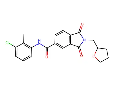 N-(3-chloro-2-methylphenyl)-1,3-dioxo-2-(oxolan-2-ylmethyl)isoindole-5-carboxamide structure