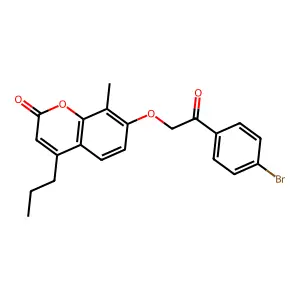 7-[2-(4-bromophenyl)-2-oxoethoxy]-8-methyl-4-propyl-2H-chromen-2-one structure