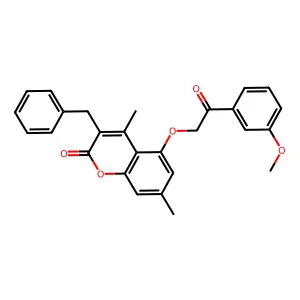 3-benzyl-5-[2-(3-methoxyphenyl)-2-oxoethoxy]-4,7-dimethyl-2H-chromen-2-one structure