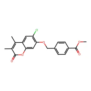 methyl 4-{[(6-chloro-3,4-dimethyl-2-oxo-2H-chromen-7-yl)oxy]methyl}benzoate structure