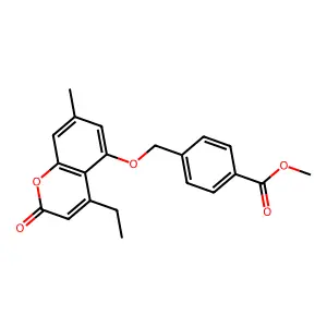 methyl 4-{[(4-ethyl-7-methyl-2-oxo-2H-chromen-5-yl)oxy]methyl}benzoate structure