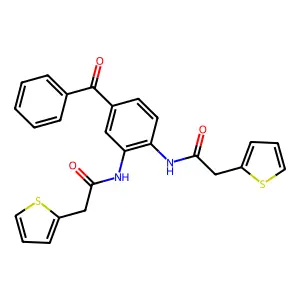 N-[4-benzoyl-2-[(2-thiophen-2-ylacetyl)amino]phenyl]-2-thiophen-2-ylacetamide structure