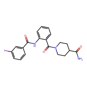 1-[2-[(3-Iodobenzoyl)amino]benzoyl]piperidine-4-carboxamide structure