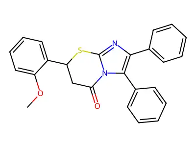 7-(2-methoxyphenyl)-2,3-diphenyl-6,7-dihydro-5H-imidazo[2,1-b][1,3]thiazin-5-one structure