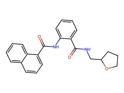 N-[2-(oxolan-2-ylmethylcarbamoyl)phenyl]naphthalene-1-carboxamide structure