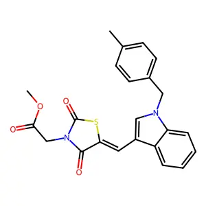 methyl [(5E)-5-{[1-(4-methylbenzyl)-1H-indol-3-yl]methylidene}-2,4-dioxo-1,3-thiazolidin-3-yl]acetate structure