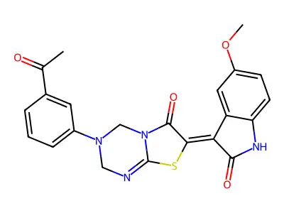 (7Z)-3-(3-acetylphenyl)-7-(5-methoxy-2-oxo-1H-indol-3-ylidene)-2,4-dihydro-[1,3]thiazolo[3,2-a][1,3,5]triazin-6-one structure