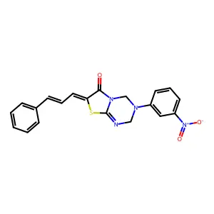 (7Z)-3-(3-nitrophenyl)-7-[(E)-3-phenylprop-2-enylidene]-2,4-dihydro-[1,3]thiazolo[3,2-a][1,3,5]triazin-6-one structure