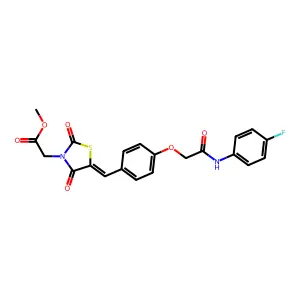 methyl [(5E)-5-(4-{2-[(4-fluorophenyl)amino]-2-oxoethoxy}benzylidene)-2,4-dioxo-1,3-thiazolidin-3-yl]acetate structure