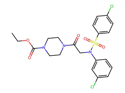 ethyl 4-{N-(3-chlorophenyl)-N-[(4-chlorophenyl)sulfonyl]glycyl}piperazine-1-carboxylate structure