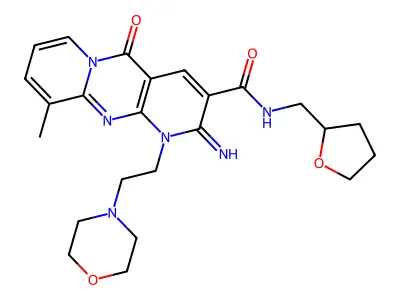 2-imino-10-methyl-1-[2-(4-morpholinyl)ethyl]-5-oxo-N-(tetrahydro-2-furanylmethyl)-1,5-dihydro-2H-dipyrido[1,2-a:2',3'-d]pyrimidine-3-carboxamide structure
