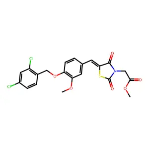methyl [(5E)-5-{4-[(2,4-dichlorobenzyl)oxy]-3-methoxybenzylidene}-2,4-dioxo-1,3-thiazolidin-3-yl]acetate structure