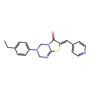 (7Z)-3-(4-ethylphenyl)-7-(pyridin-4-ylmethylidene)-2,4-dihydro-[1,3]thiazolo[3,2-a][1,3,5]triazin-6-one structure