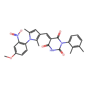 (5E)-1-(2,3-dimethylphenyl)-5-[[1-(4-methoxy-2-nitrophenyl)-2,5-dimethylpyrrol-3-yl]methylidene]-1,3-diazinane-2,4,6-trione structure