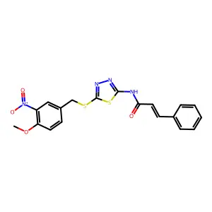 N-(5-((4-methoxy-3-nitrobenzyl)thio)-1,3,4-thiadiazol-2-yl)cinnamamide structure