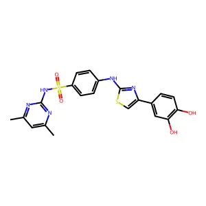 4-[[4-(3,4-dihydroxyphenyl)-1,3-thiazol-2-yl]amino]-N-(4,6-dimethylpyrimidin-2-yl)benzenesulfonamide structure