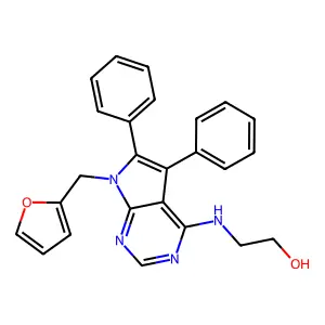 2-[[7-(Furan-2-ylmethyl)-5,6-diphenylpyrrolo[2,3-d]pyrimidin-4-yl]amino]ethanol structure
