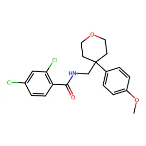2,4-dichloro-N-[[4-(4-methoxyphenyl)oxan-4-yl]methyl]benzamide structure