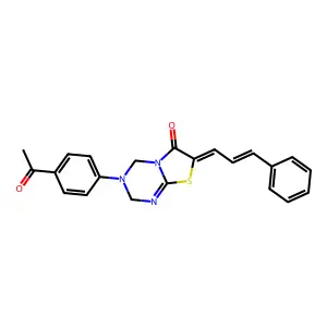 (7Z)-3-(4-acetylphenyl)-7-[(E)-3-phenylprop-2-enylidene]-2,4-dihydro-[1,3]thiazolo[3,2-a][1,3,5]triazin-6-one structure