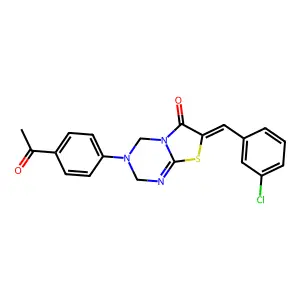 (7Z)-3-(4-acetylphenyl)-7-[(3-chlorophenyl)methylidene]-2,4-dihydro-[1,3]thiazolo[3,2-a][1,3,5]triazin-6-one structure