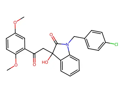 1-(4-chlorobenzyl)-3-[2-(2,5-dimethoxyphenyl)-2-oxoethyl]-3-hydroxy-1,3-dihydro-2H-indol-2-one structure