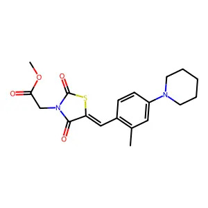 methyl {(5E)-5-[2-methyl-4-(piperidin-1-yl)benzylidene]-2,4-dioxo-1,3-thiazolidin-3-yl}acetate structure