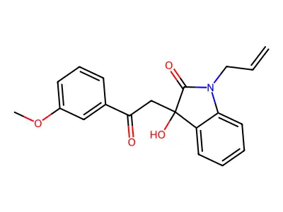3-hydroxy-3-[2-(3-methoxyphenyl)-2-oxoethyl]-1-(prop-2-en-1-yl)-1,3-dihydro-2H-indol-2-one structure