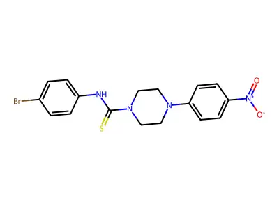N-(4-bromophenyl)-4-(4-nitrophenyl)piperazine-1-carbothioamide structure