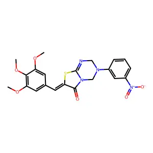 (7Z)-3-(3-nitrophenyl)-7-[(3,4,5-trimethoxyphenyl)methylidene]-2,4-dihydro-[1,3]thiazolo[3,2-a][1,3,5]triazin-6-one structure