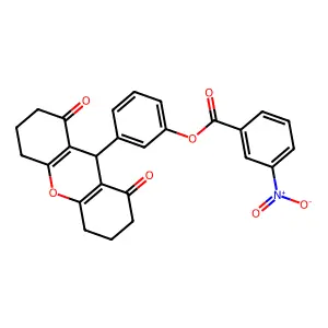 3-(1,8-dioxo-2,3,4,5,6,7,8,9-octahydro-1H-xanthen-9-yl)phenyl 3-nitrobenzoate structure