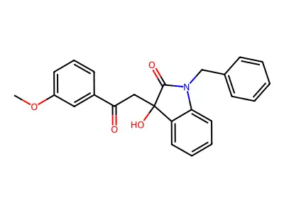 1-benzyl-3-hydroxy-3-[2-(3-methoxyphenyl)-2-oxoethyl]-1,3-dihydro-2H-indol-2-one structure