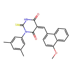 (5E)-1-(3,5-dimethylphenyl)-5-[(4-methoxynaphthalen-1-yl)methylidene]-2-sulfanylidene-1,3-diazinane-4,6-dione structure