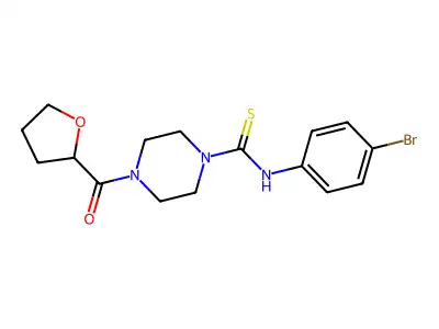 N-(4-bromophenyl)-4-(oxolane-2-carbonyl)piperazine-1-carbothioamide structure
