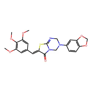 (7Z)-3-(1,3-benzodioxol-5-yl)-7-[(3,4,5-trimethoxyphenyl)methylidene]-2,4-dihydro-[1,3]thiazolo[3,2-a][1,3,5]triazin-6-one structure