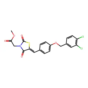 methyl [(5E)-5-{4-[(3,4-dichlorobenzyl)oxy]benzylidene}-2,4-dioxo-1,3-thiazolidin-3-yl]acetate structure