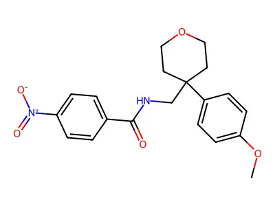 N-((4-(4-methoxyphenyl)tetrahydro-2H-pyran-4-yl)methyl)-4-nitrobenzamide structure