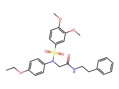 N~2~-[(3,4-dimethoxyphenyl)sulfonyl]-N~2~-(4-ethoxyphenyl)-N-(2-phenylethyl)glycinamide structure