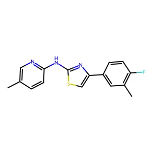 N-[4-(4-fluoro-3-methylphenyl)-1,3-thiazol-2-yl]-5-methylpyridin-2-amine structure