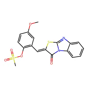 4-methoxy-2-[(Z)-(3-oxo[1,3]thiazolo[3,2-a]benzimidazol-2(3H)-ylidene)methyl]phenyl methanesulfonate structure