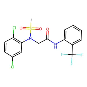 2-(2,5-dichloro-N-methylsulfonylanilino)-N-[2-(trifluoromethyl)phenyl]acetamide structure
