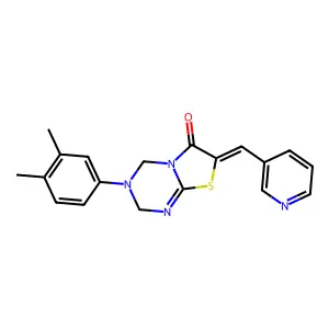 (7Z)-3-(3,4-dimethylphenyl)-7-(pyridin-3-ylmethylidene)-2,4-dihydro-[1,3]thiazolo[3,2-a][1,3,5]triazin-6-one structure