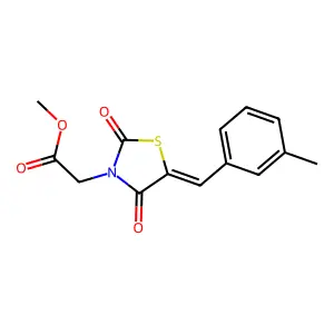 methyl [(5E)-5-(3-methylbenzylidene)-2,4-dioxo-1,3-thiazolidin-3-yl]acetate structure