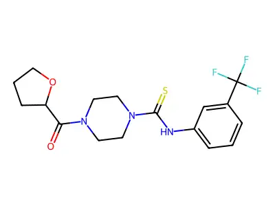 4-(oxolane-2-carbonyl)-N-[3-(trifluoromethyl)phenyl]piperazine-1-carbothioamide structure
