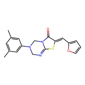 (7Z)-3-(3,5-dimethylphenyl)-7-(furan-2-ylmethylidene)-2,4-dihydro-[1,3]thiazolo[3,2-a][1,3,5]triazin-6-one structure