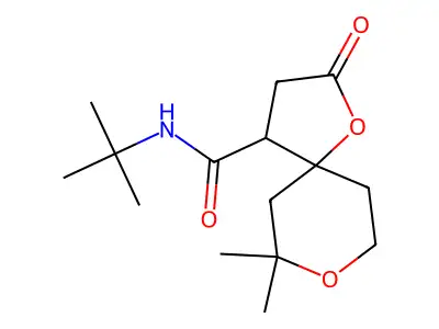 N-tert-butyl-7,7-dimethyl-2-oxo-1,8-dioxaspiro[4.5]decane-4-carboxamide structure
