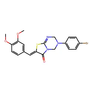 (7Z)-3-(4-bromophenyl)-7-[(3,4-dimethoxyphenyl)methylidene]-2,4-dihydro-[1,3]thiazolo[3,2-a][1,3,5]triazin-6-one structure