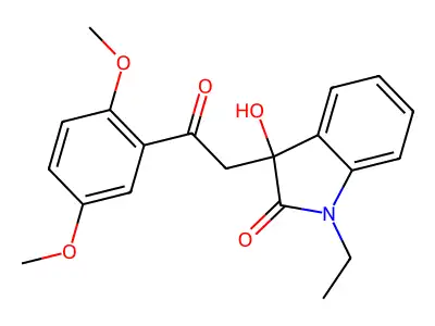 3-[2-(2,5-dimethoxyphenyl)-2-oxoethyl]-1-ethyl-3-hydroxy-1,3-dihydro-2H-indol-2-one structure