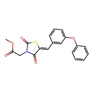 methyl [(5E)-2,4-dioxo-5-(3-phenoxybenzylidene)-1,3-thiazolidin-3-yl]acetate structure